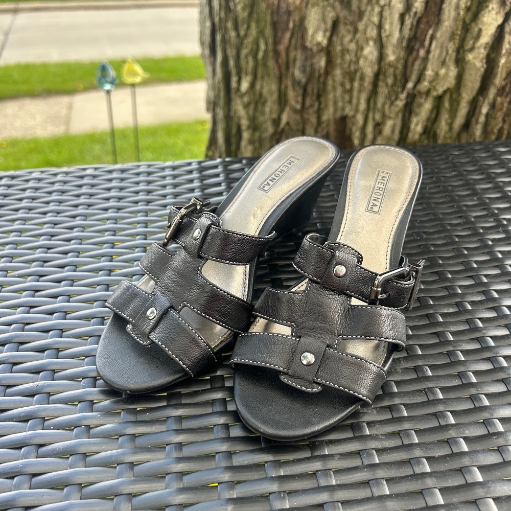 Leather Wedge Sandals